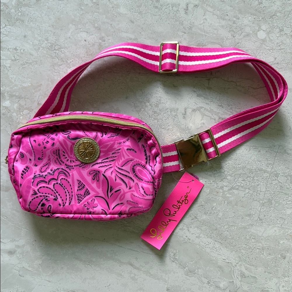 Lilly Pulitzer Pink Crossbody Bag with Metallic Finish